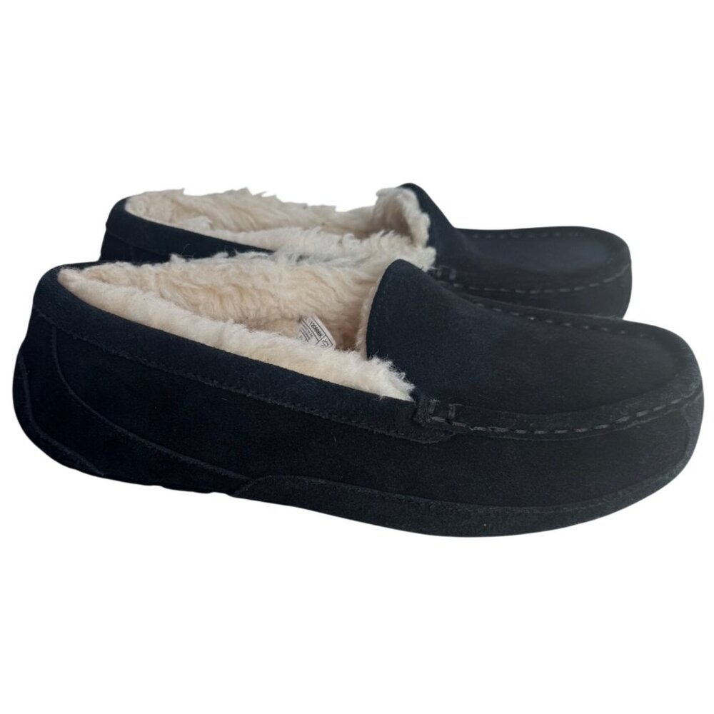 UGG Mens Size 5 Black Suede & Shearling Slippers Made In Vietnam